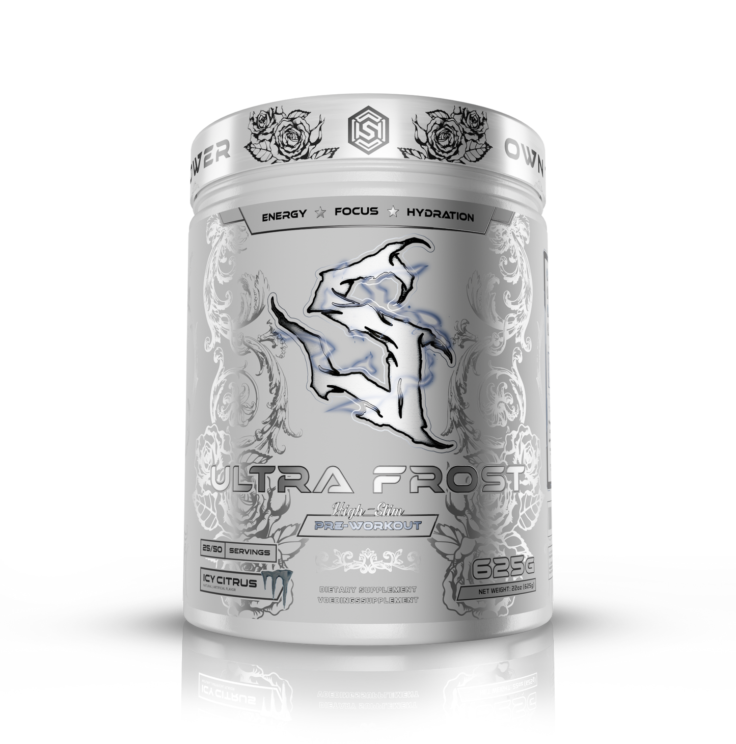 Suppply® | High-quality product image of Ultra Frost pre-workout jar showing premium packaging and bold design
