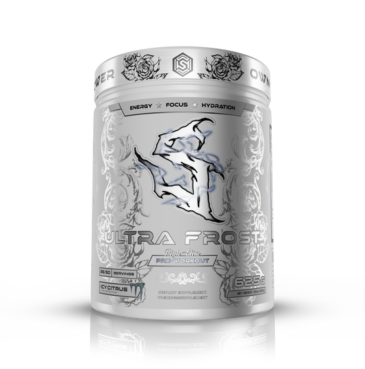 Suppply® | High-quality product image of Ultra Frost pre-workout jar showing premium packaging and bold design