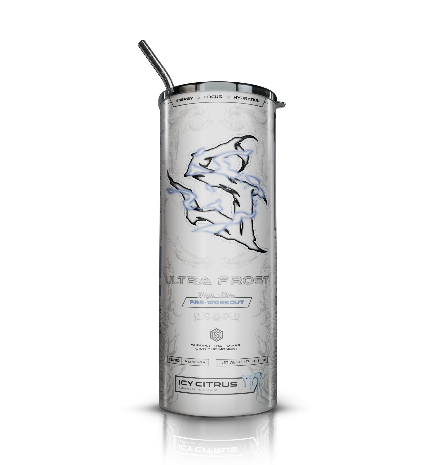 Suppply Ultra Frost Shaker – Sleek White Sports Bottle for Pre-Workout & Hydration