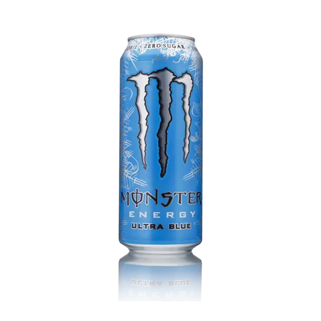 Suppply® Monster Energy® Ultra Blue can with refreshing berry flavor and sugar free formula.