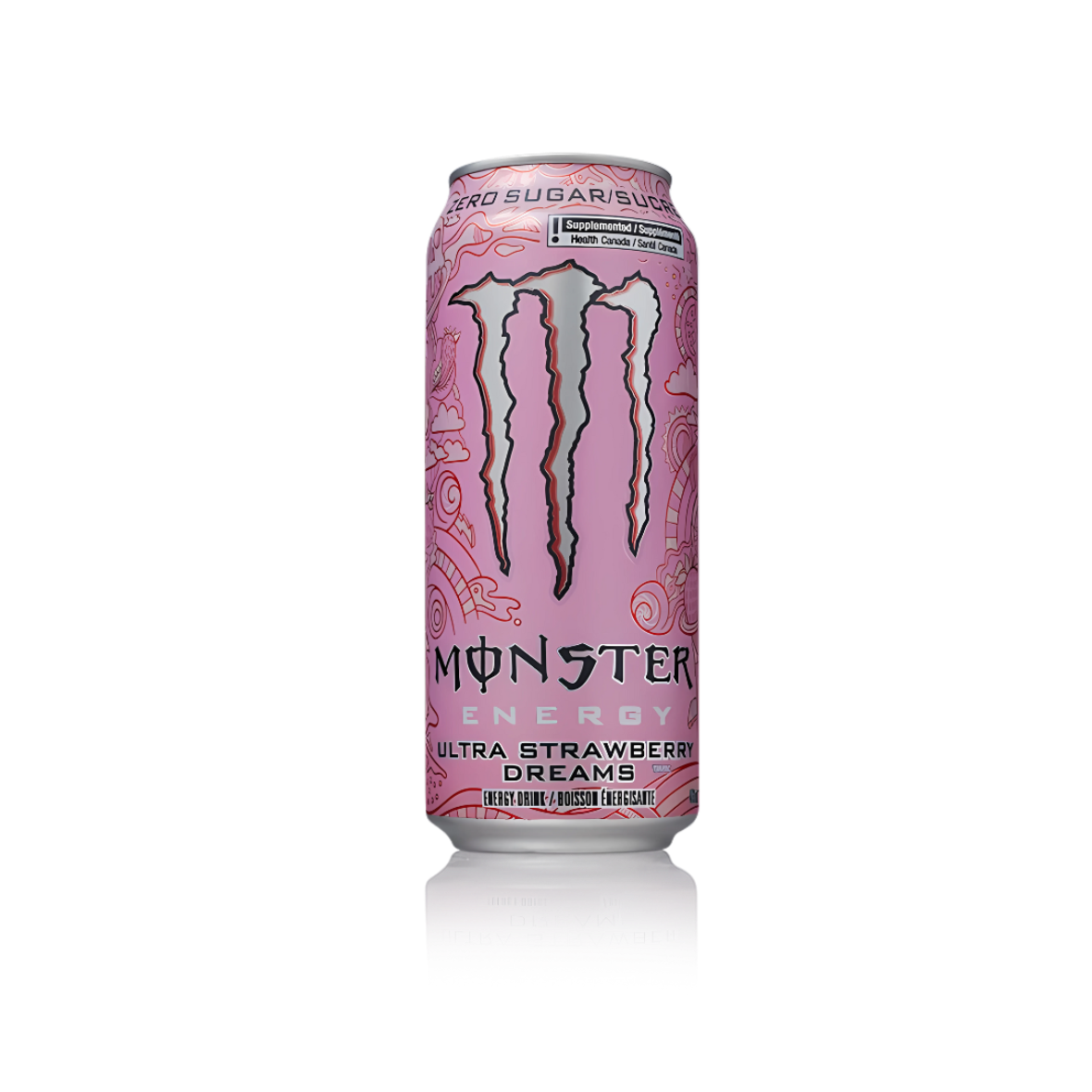 Monster Energy Ultra Strawberry Dreams – sugar-free strawberry-flavored energy drink with pink can design, available at Suppply.