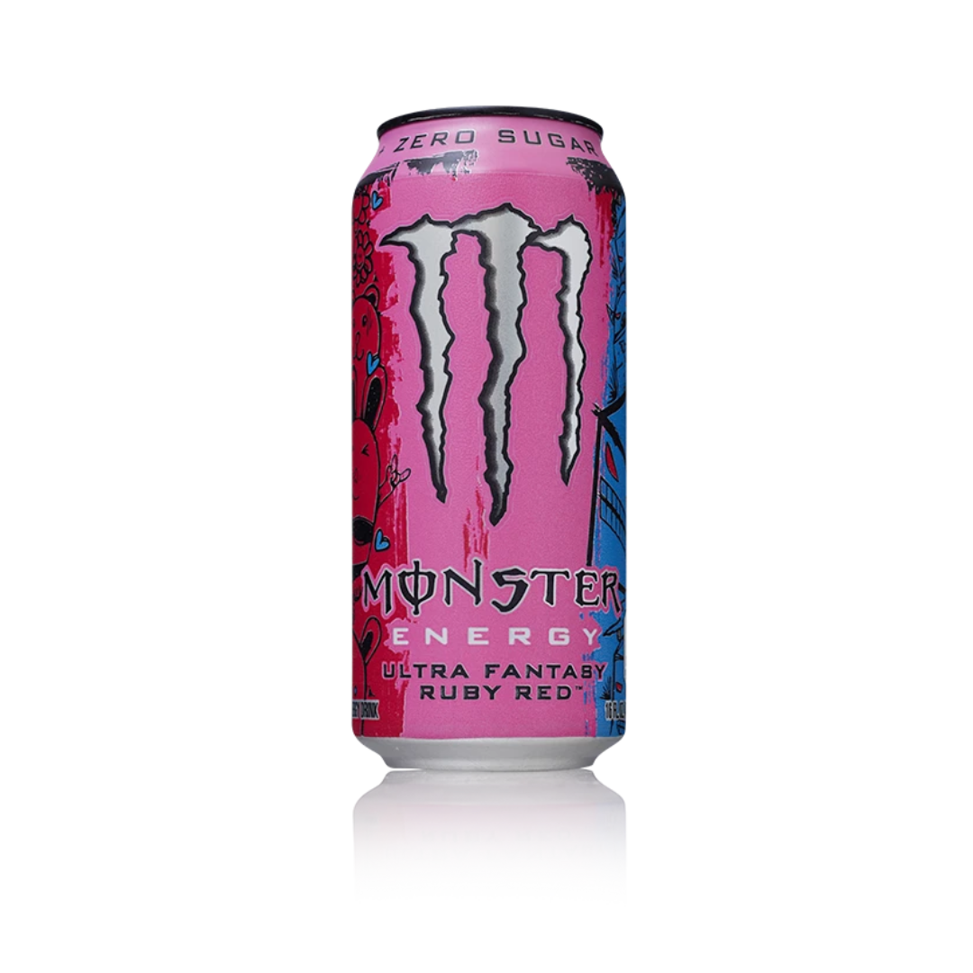 Suppply® Monster Energy® Ultra Red Ruby Fantasy can with bold berry flavor and sugar free formula.