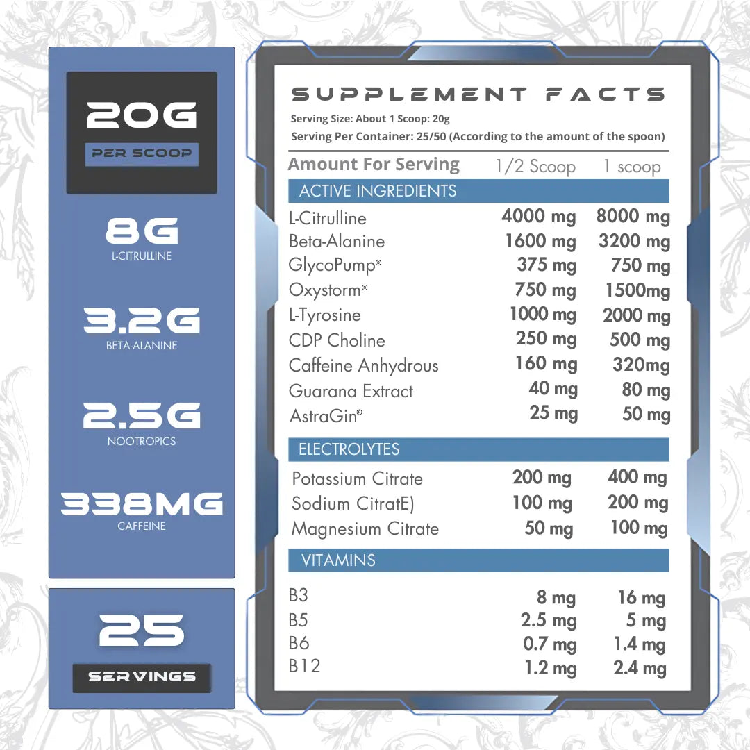 Ultra Frost Pre-Workout Ingredients – Clean formula with focus-enhancing and performance-boosting actives by Suppply